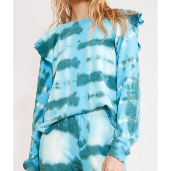 New ~ SOMETHING NAVY ~ REVOLVE Meghan Ruffle Sweatshirt sz XL 100% Cotton - Picture 2 of 9